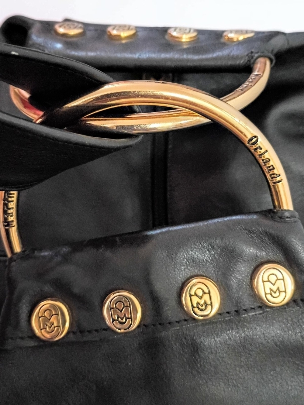 RARE🔥Vintage MARINO ORLANDI Leather Convertible Sling Rose Gold Hardware - Picture 8 of 10